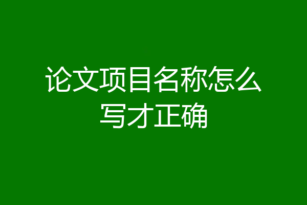 论文项目名称怎么写才正确