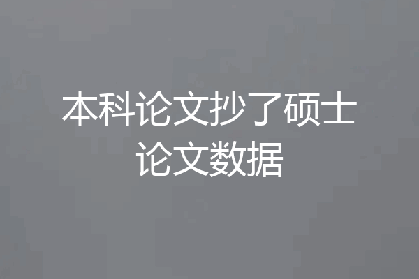 本科论文抄了硕士论文数据