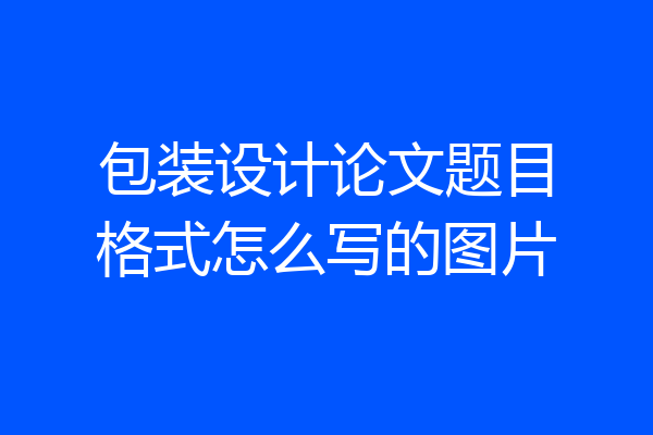 包装设计论文题目格式怎么写的图片