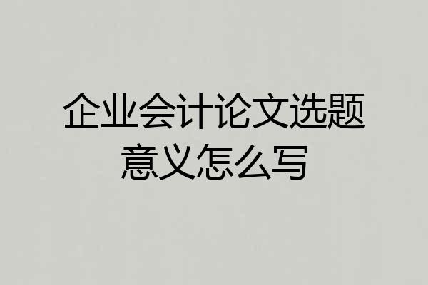 企业会计论文选题意义怎么写