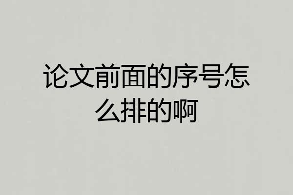 论文前面的序号怎么排的啊