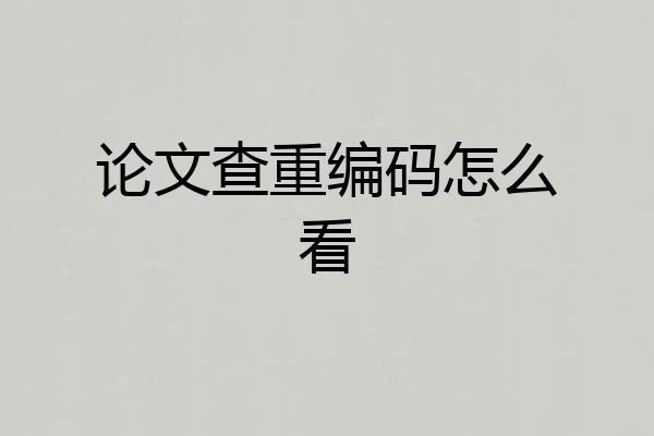 论文查重编码怎么看