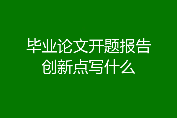 毕业论文开题报告创新点写什么