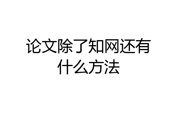 论文除了知网还有什么方法