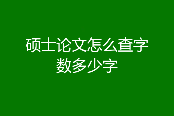 硕士论文怎么查字数多少字