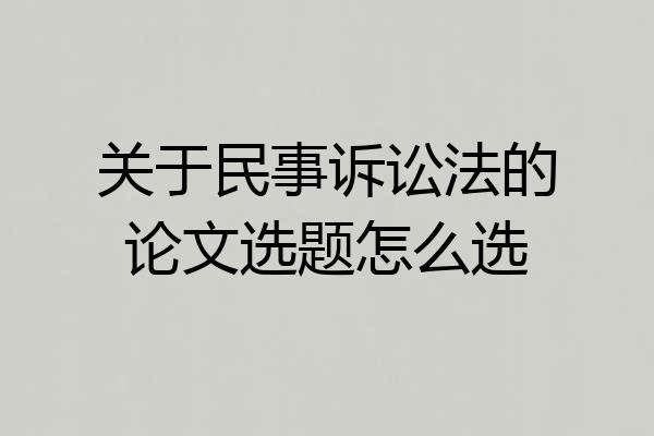 关于民事诉讼法的论文选题怎么选