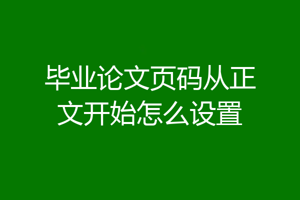 毕业论文页码从正文开始怎么设置