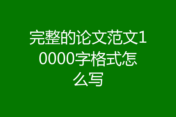 完整的论文范文10000字格式怎么写