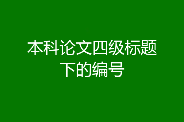 本科论文四级标题下的编号