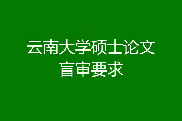 云南大学硕士论文盲审要求