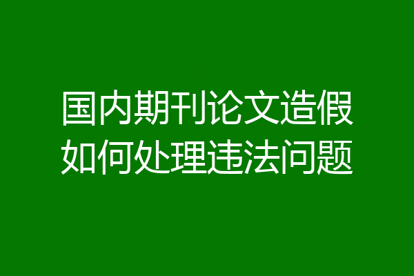 国内期刊论文造假如何处理违法问题