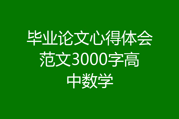 毕业论文心得体会范文3000字高中数学