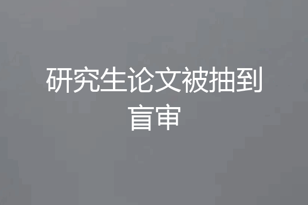 研究生论文被抽到盲审
