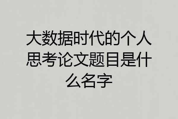大数据时代的个人思考论文题目是什么名字