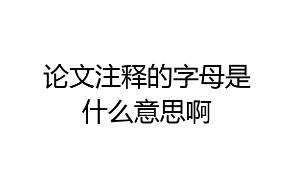 论文注释的字母是什么意思啊