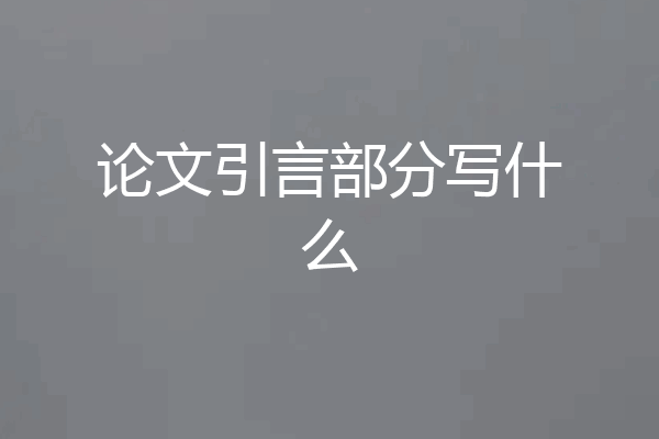 论文引言部分写什么