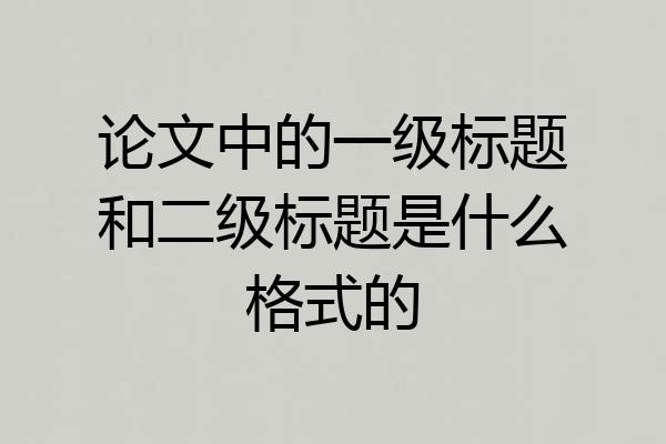 论文中的一级标题和二级标题是什么格式的