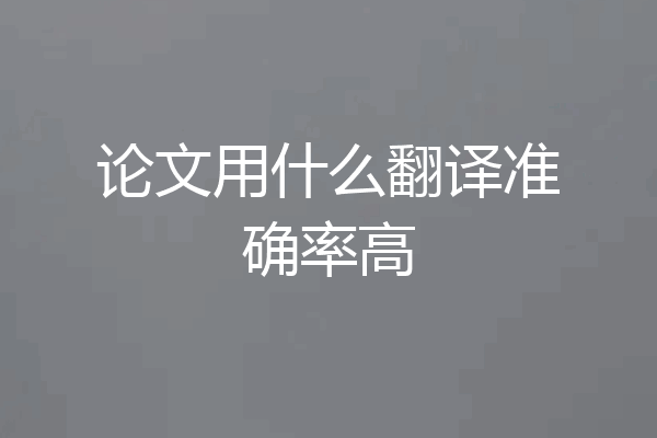 论文用什么翻译准确率高