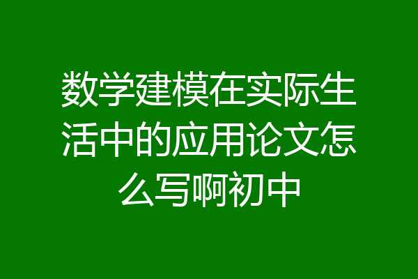 数学建模在实际生活中的应用论文怎么写啊初中