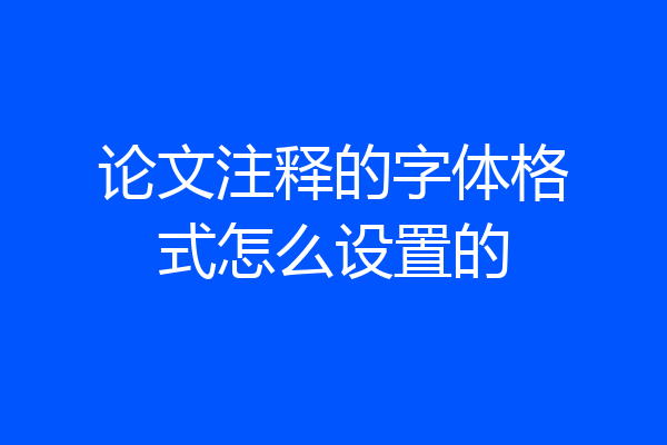 论文注释的字体格式怎么设置的