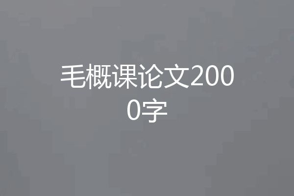 毛概课论文2000字