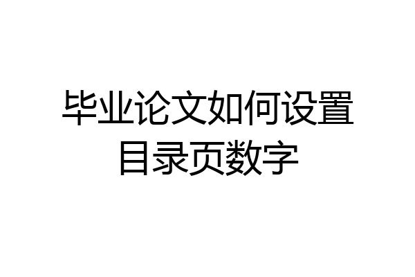 毕业论文如何设置目录页数字