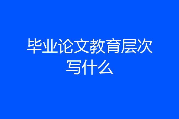 毕业论文教育层次写什么