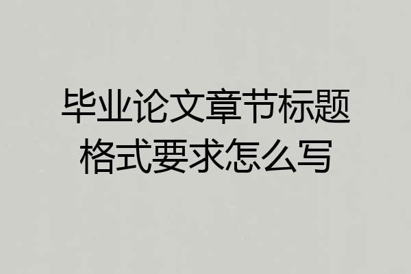 毕业论文章节标题格式要求怎么写