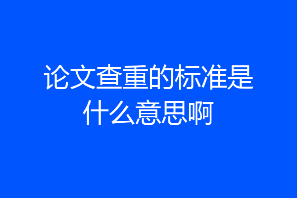 论文查重的标准是什么意思啊