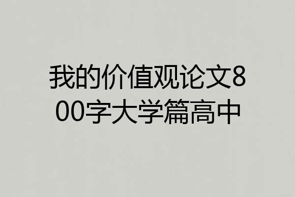 我的价值观论文800字大学篇高中