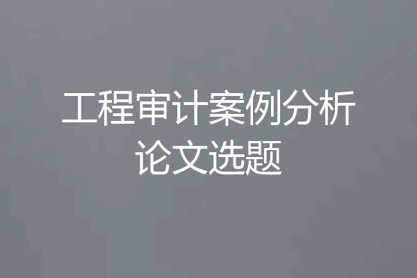 工程审计案例分析论文选题