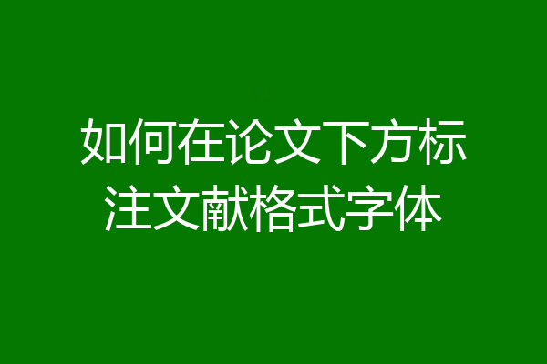 如何在论文下方标注文献格式字体