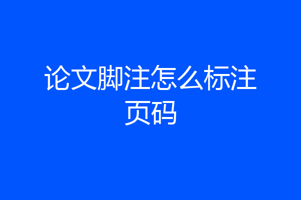 论文脚注怎么标注页码