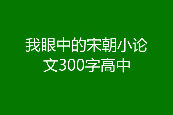 我眼中的宋朝小论文300字高中