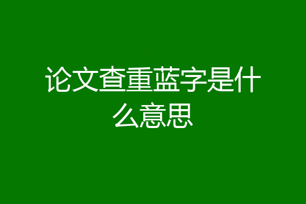 论文查重蓝字是什么意思