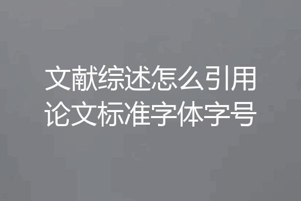 文献综述怎么引用论文标准字体字号