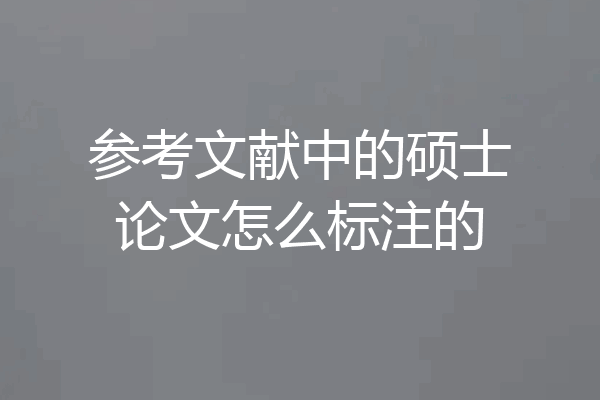参考文献中的硕士论文怎么标注的
