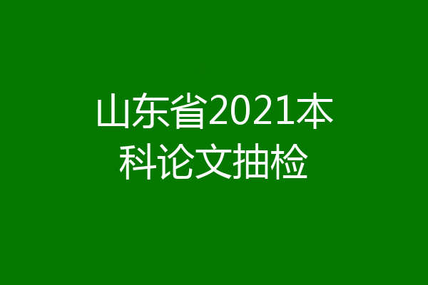 山东省2021本科论文抽检