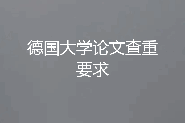 德国大学论文查重要求