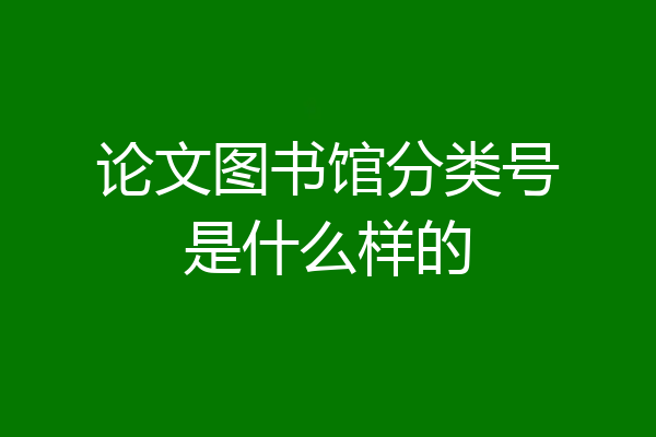 论文图书馆分类号是什么样的