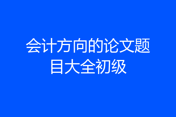 会计方向的论文题目大全初级