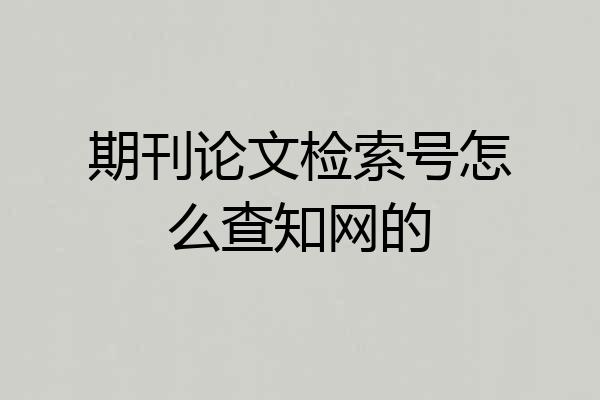 期刊论文检索号怎么查知网的