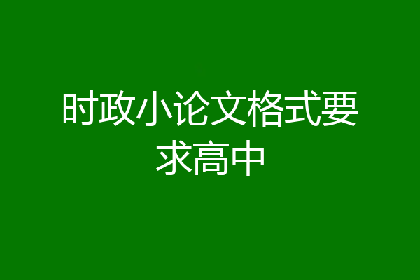 时政小论文格式要求高中