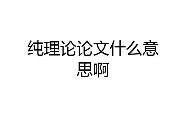 纯理论论文什么意思啊