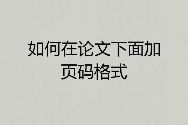 如何在论文下面加页码格式