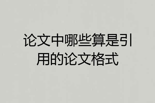 论文中哪些算是引用的论文格式
