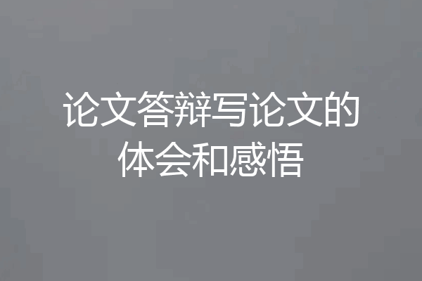 论文答辩写论文的体会和感悟