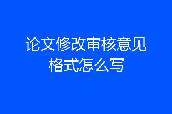 论文修改审核意见格式怎么写
