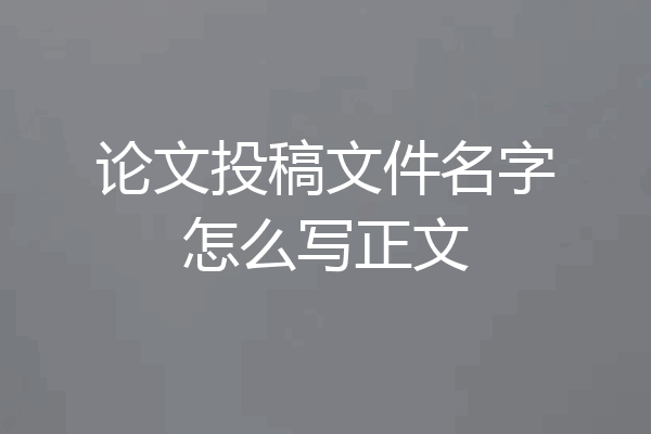 论文投稿文件名字怎么写正文