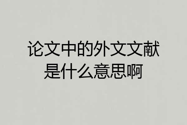 论文中的外文文献是什么意思啊